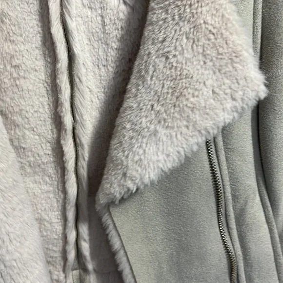 BeBe Grey Long Vegan Suede Moto Vest - Picture 5 of 8